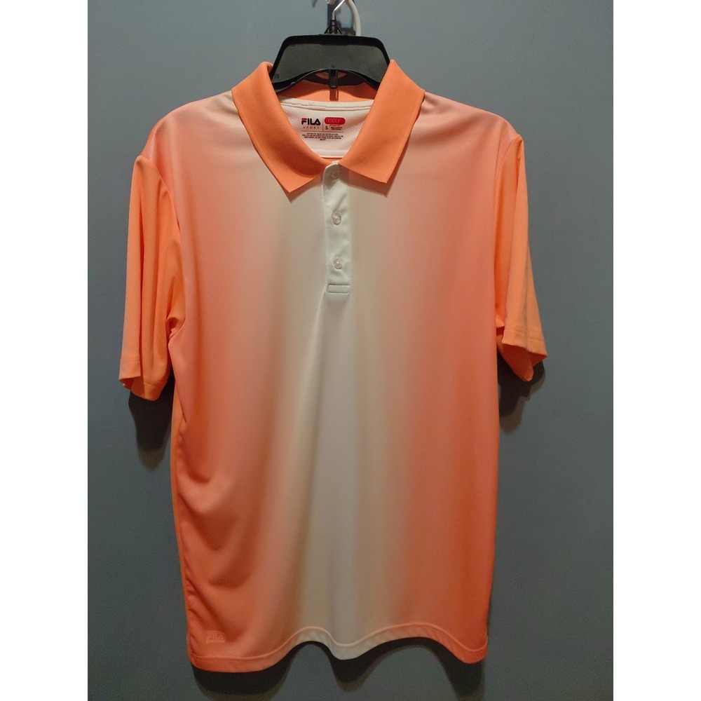 Golf Polo Men's S Athletic Fit Orange, White Ombre Colorblock 100%Polyester
